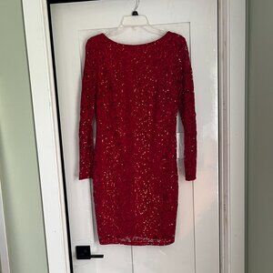 Marina Red Lace and Sequined Dress Size 8
